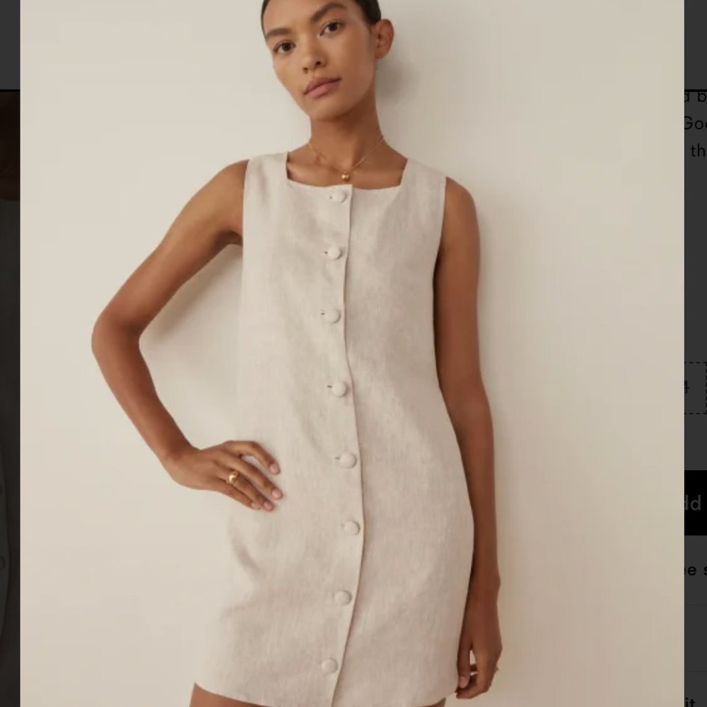 NWOT Reformation Danna Linen Mini Dress Sz XS Oatmeal